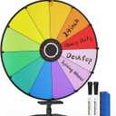 24 Inch Prize Wheel,Tabletop Heavy Duty Spinning Wheel for Prizes, Prize Wheel Spinner with Stand & 12 Slots & Dry Erase & Eraser for Party, Carnival, Trade Show, Classroom Activities,Spinning Game
