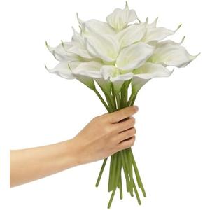 XINGQDZSW 18 Pcs Artificial Flowers Calla Lily, Fake Flowers, 13.4" Realistic Plastic Flowers, Flowers for Decoration Suitable for Home Decor, Table Decor and Wedding Décor, Green