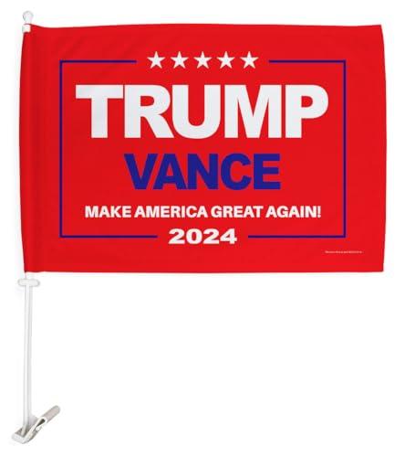 Ornament Collection Trump Vance 2024 Flag for Car Red Bandera para Carros Window Clip Pole Mount Kit Rally Shooting 2024 Poster Auto Decor MAGA Sign Outdoor Decorations Republican Gift Made in USA