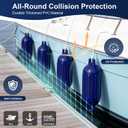 Boat Bumpers - 4 Pack 8.5" x 27" Boat Fenders for Docking, Inflatable Twin Eyes Ribbed Vinyl Boat Buoys Bumpers with Ropes and Air Pump, for Jon Boats, Pontoon Boats, Yachts, Fishing Boats (Navy Blue)