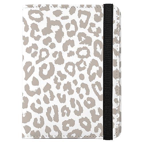 GABraden Cute Passport Holder and Holder Combo Passport Cover with RFID Blocking Women Men Compatible Wallet Credit Card Protector(Grey Leopard Cheetah Pattern)
