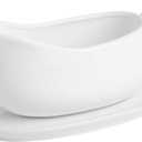 Ceramic Gravy Boat with Saucer Tray - 17 oz Sauce Boat Server for Gravy,Broth,Black Pepper,Salad Dressing,Creamer - Spill-Resistant Design, Lead-Free &Oven/Microwave/Dishwasher Safe (White-1pc)