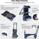 330LB Folding Hand Truck Heavy Duty Carrying, Combination of Four Wheels and Two Wheels Convertible Dolly Cart with Retractable Handle Dolly for Moving Office Carts(Blue)