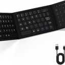 Foldable Bluetooth Keyboard, Folding Wireless Keyboard with Trackpad and Numeric Keypad, Portable Travel Keyboards for iPad Tablet Smartphone Laptop PC Windows iOS Android, Black