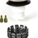 PF WaterWorks PF0936-BN Toe Touch (Tip Toe, Foot Actuated) Bath Tub/Bathtub Drain Stopper Includes 3/8" and 5/16" Fittings (With Hair Catcher, Brushed Nickel)