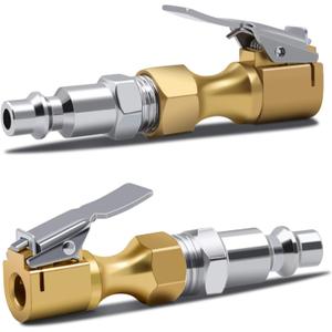 SAFELIFE Air Chuck, Heavy Duty Open Flow Lock On Tire Chuck with Clip for Inflator Gauge Compressor Accessories (Yellow)