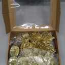 Kimkusia 24 Pcs Gold Christmas Tree Decorations Kit Poinsettias Artificial Christmas Flowers Decorations Set Christmas Ribbon Garland for Christmas Tree