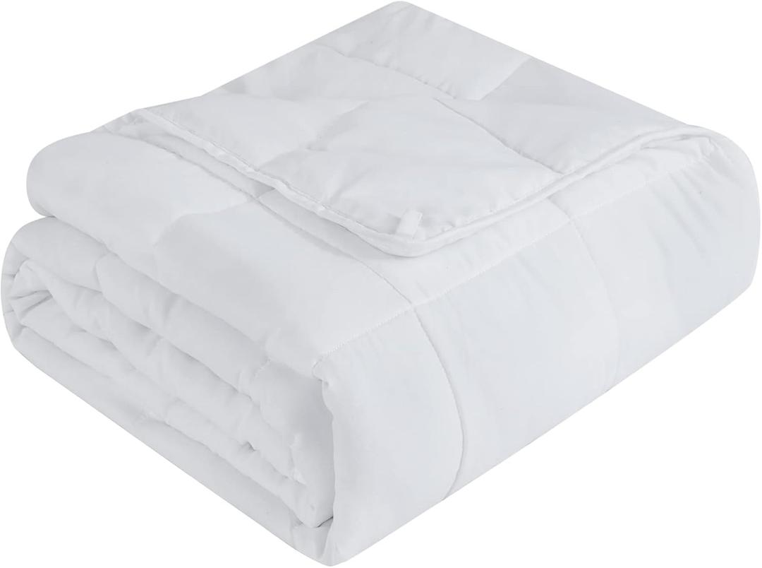 Topcee Weighted Blanket (15lbs 60"x80" Queen Size) Cooling Breathable Heavy Blanket Microfiber Material with Glass Beads Big Blanket for Adult All-Season Summer Fall Winter Soft Thick Comfort (60"80"-15lbs, White)
