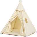 Bunny & Tiny Cat & Tiny Dog Teepee Tent House (Int 16x16x16in/Ext 18x18x21in) for Mini Chihuahua, Yorkie, Maltese, Puppy, Rabbit, Kitty Kitten, Guinea Pig, Chinchilla, Cotton Canvas & Stable Frame
