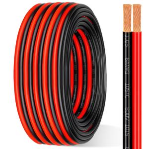 6 Gauge Wire 25FT 2 Conductors Copper Wire, 6/2 awg Oxygen Free Copper Wire for Battery, Solar PanelCar AudioAmplifierAutomotive, TrailerRV6Gauge 25FT