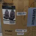 CAR PASS Piping Luxury PU Leather Two Front Car Seat Covers, Waterproof Anti Slip Seat Covers Compatible with Front Seat Armrests,Universal Fit for Suvs,Vans,Trucks,Airbag Compatible(All Gray)