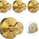 Suction Cup Hooks for Shower - 4 Pack, Gold - Stainless Steel, Strong Suction, No Drill, Removable Hanger, Tile Bathroom Kitchen Wall, Glass Door, Mirror Hook Hanging Robe, Towel Holder