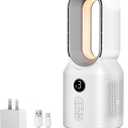 Desk Fan,13 Inch Portable Bladeless Fan, Small Quiet Office Fan with 106 Oscillating, 3 Speeds & Night light, LED Display, Button Control, Personal Table Fan for Bedroom, Office, Home, Study Room (ivory)