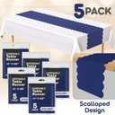 Navy Blue Plastic Disposable Table Runner. 5 Pack 14 x 108 inch. Scallop Table Runner Adds A Pop of Color to Your Party Table, by Swanoo