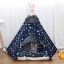 Pet Teepee Tent for Dogs & Cats Dog Bed with Thick Cushion Puppies Play House Removable and Washable 20x20x24Inch