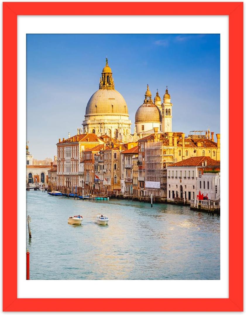 wyooxoo 12x16 Picture Frame Made of Solid Wood Red Photo Frames Display Pictures 11x14 with Mat or 12x16 Without Mat Colorful Frame For Tabletop Display or Wall