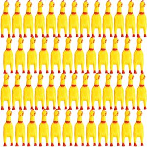 Honoson 50 Pcs Rubber Chickens Squeak Screaming Chicken Novelty Bulk Dog Toys for Pets Dogs Adults, 6.3 Inch(Yellow)
