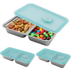 3PCS Reusable Snack Containers with Lids - Stainless Steel Lunch Snack Boxes, Snack Box Containers, Eco-Friendly and Durable Snack Boxes