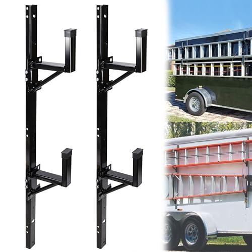 JY PERFORMANCE Trailer Ladder Rack Side Wall Mount for Enclosed Trailer Universal Adjustable Exterior - Carry 2 Ladders