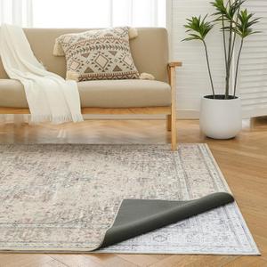 2PCS Boho Area Rugs, Soft Washable Rug with Non Slip Backing, Detachable Low Pile Carpet for Living Room Bedroom Home Dining Room, Double Layer 6x9 Rug (Yellow-toned Neutral)