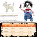 Deadly Dog Costume Halloween Costumes Adjustable Cosplay Clothes, Funny Doll Wig Pug Dog Party Christmas Costume for Small Medium Large Dogs Puppy Cat Outfit Apparel