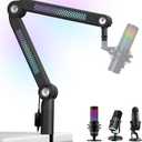 YOUSHARES RGB Mic Arm, Adjustable Boom Arm with RGB Control, Multiple Adapters, Compatible with Blue Yeti, HyperX，FIFINE AM8, Shure Mic，Rode and More, Perfect for Podcasting, Streaming and Gaming