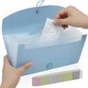 Portable 13-Pocket Receipt & Coupon Organizer, Small Expanding Accordion File Folder with Labels, Long Ticket Size Holder for Bills, Checks, and Travel Documents (10.2" x 5.5"), Blue