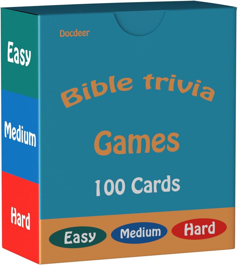 Docdeer Bible Trivia Board Games Cards for Adults and Family, Great Christian Gift for Bible Study