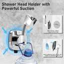 Handheld Shower Head Holder Suction, 360 Adjustable Shower Head Holder Wall Mounted, Rustproof Showerhead Hose Holders Hanger Bracket for Bathroom, No Drill Tool-Free Installation in Seconds