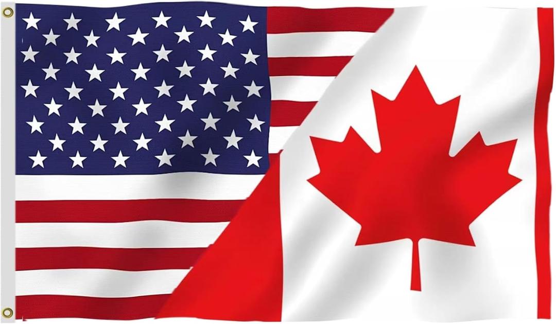 America Canada Friendship Flag 3x5 FT  Outdoor Decor Flags Vivid Color, All Weather, Double Stitched US CA FlagsUS Canada Friendship Flag Polyester Flags with Sturdy Brass Ring. (3X5)