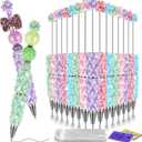 Tondiamo 45 Pcs Full Rhinestone Beadable Pens Bulk Set 15 Glitter Diamond Pens with Cards & Bags Fancy Beaded Pen for Beads DIY Cute Journalling Bling Ballpoint Craft Making(Bow Diamonds)