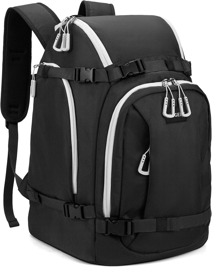 Ski Boot Bag, 50L Ski Boot Travel Backpack for Skis, Snowboard & Accessories, Waterproof Padded Ski Boot Bag Backpack (Black)