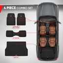Motor Trend FlexTough 4-Piece Heavy Duty Floor Mats for Cars Trucks SUVs, Automotive Floor Mats Car Mats Full Set Front, Rear & Cargo, Trim-To-Fit Semi-Custom Deep Dish All Weather Rubber Mats - Black