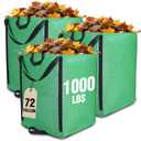 WORKPRO Heavy Duty 72-Gallon Reusable Yard Waste Bags, 3 Pack Self-standing Leaf and Lawn Bags with Reinforced Handles, Garden Waste Bags for Debris, Leaves, Grass, and Outdoor Recycling, Green