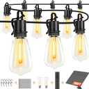 Solar String Lights Outdoor Waterproof 100ft with 52 Shatterproof,Solar Lights Outdoor Remote ST38 Vintage Edison Bulbs,Salor Ourdoor Light Hanging Lights Waterproof for Outside Backyard