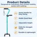 XIAOMING 6 Gear Adjustable Quad CaneQuad Cane Portable Stick Men & Women and Seniorsfor Balance, Knee Injuries, Leg Surgery Recovery & Mobility