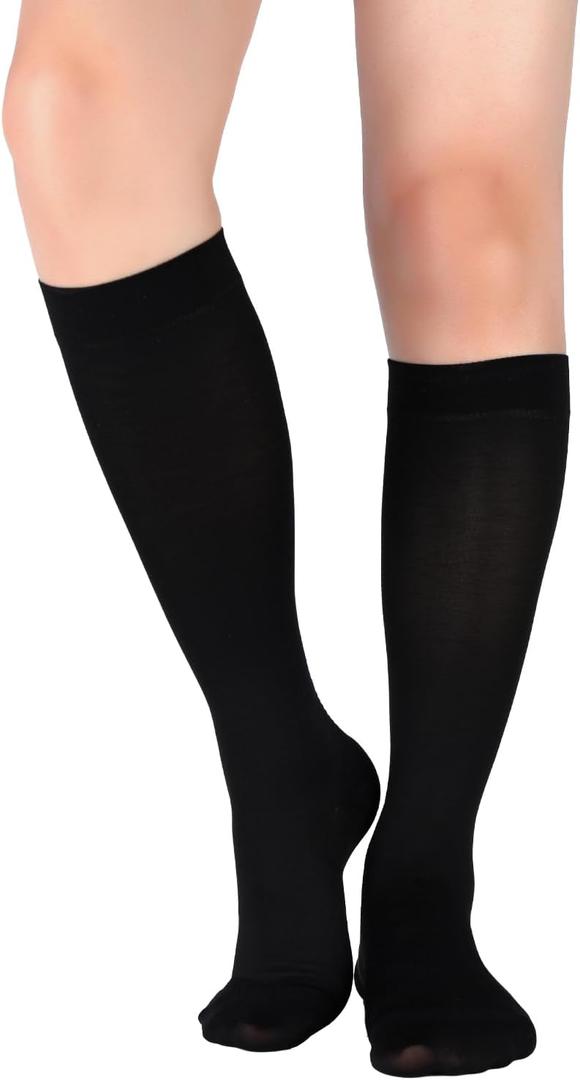 +MD 15-20 mmHg Medical Compression Socks for Men/Women, Lightweight Opaque Knee High Support Stockings (Small, Black)