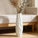 Large Ceramic Floor Vase 17.7 Inches Tall,Tall Vases for Floor White Modern Flower for Home,Farmhouse,Living Room Décor,Simple Origami Design Decorative Porcelain Flower Arrangement Vase Ideal Gift