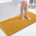 OLANLY Bathroom Runner Rugs 47x20, Soft Absorbent Chenille Bath Rugs, Rubber Backing Quick Dry, Machine Washable Long Bath Mats for Bathroom, Tub and Shower, Home Decor Accessories, Golden Yellow