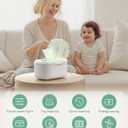 Momcozy New Baby Wipe Warmer, 100pcs Larger Capacity Wipe Dispenser, 10-Min Fast Heating with 4 Temperature Modes, Innovative Spring Design, Silicone & Top Seals,Quick Even Heating, 3-Level Nightlight