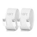 10FT USB C to USB C Cable 60W,2Pack Type C Charger Cable Fast Charging Cord for iPhone 16 15 Pro Max Plus iPad Pro Air Mini MacBook Air,White