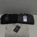 August Alley 3 Pack Men's Long Sleeve T-Shirts Ribbed Knit Top Pullover Crewneck Casual Sweater Stretchy Undershirt Tee (Light Gray, Charcoal Gray, Black, X-Large)