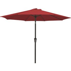 MEWAY 9ft Patio Umbrella Outdoor Table Umbrellas with Push Button Tilt and Crank, Market Umbrella 8 Sturdy Ribs for Deck, Garden, Pool and Backyard, Red
