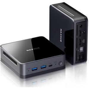 MAXHUB Mini PC Win 11 pro Mini Computer i5-12450H(8C/12T, up to 4.4GHz), 16GB DDR4 512GB M.2 PCIe4.0 SSD Micro PC Support 4K Quadruple Display, Mini Desktop Computer for Games Office Home School