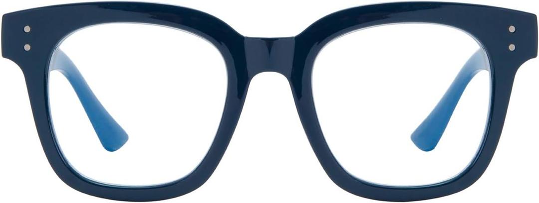 Madison Avenue Blue Light Blocking Glasses for Women Oversized Fashion Blue Light Blocker Anti Eyestrain & UV Protection Computer Eyeglasses (Ink Blue)