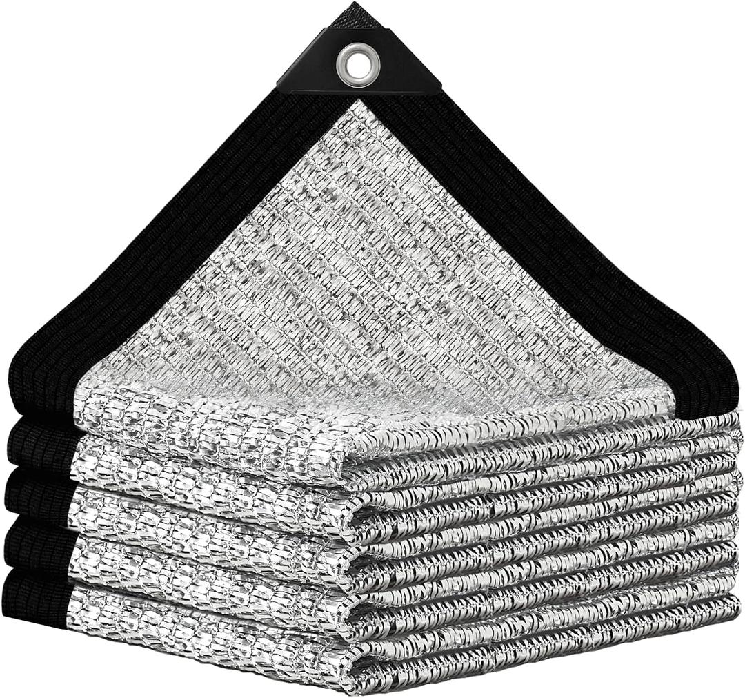 Shade Cloth-80% Aluminum Sunblock Neting,Durable Mesh Tarp with Grommets,Shade Cloth for Garden,Car, Outdoor Pergola,Greenhouse,Chicken Coop and Dog Kennel(Silver), 20×20FT