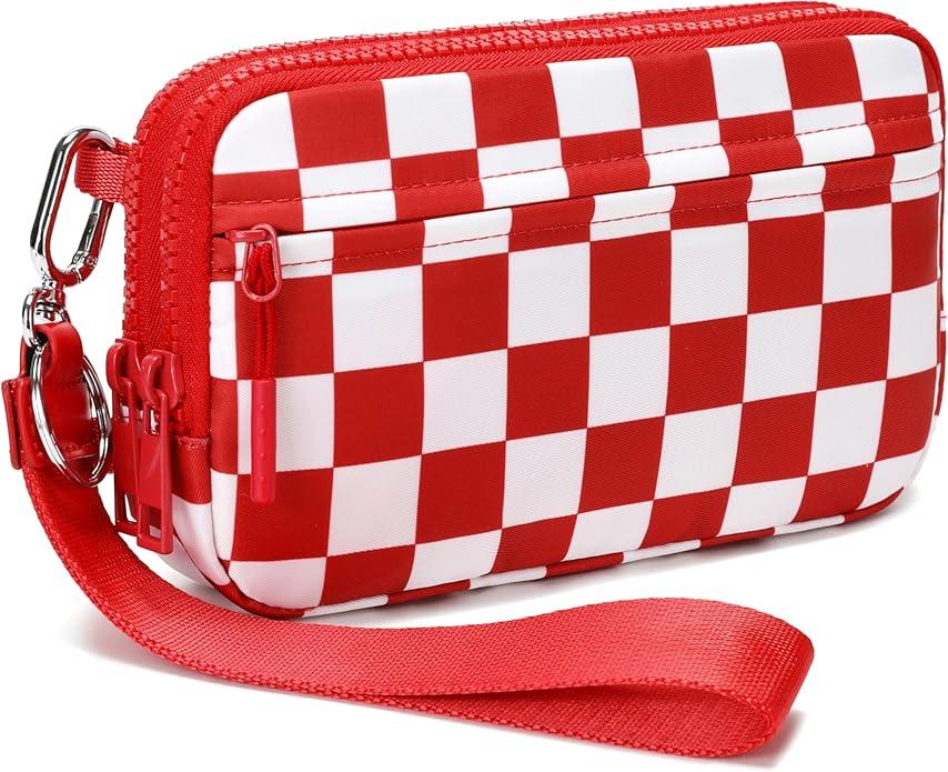 Wristlet wallets for women Nylon Quilted Wallet with 4 Zippers,Travel Credit Card,Holder Cell Phone Organizer