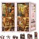 Book Nook Kit - DIY Miniature House Dollhouse Kit for Adults and Teens, Booknook Tiny House Bookshelf Decor 3D Wooden Puzzle, Gifts for Family Friends (Sewing Room)