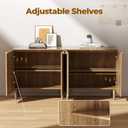 Sideboard Buffet Storage Cabinet - Wood Cabinets with Adjustable Shelves Fluted Doors, Anti-Tip Console Table for Kitchen Dining Living Room or Entryway Hallway, Easy Assembly, Natural, 15"Dx31.5"Wx31.1"H