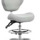 Kaleurrier Adjustable Stools Drafting Chair with Backrest & Foot Rest Tilt Back Swivel Seat Rolling Wheels for Studio Dental Office Salon and Counter Armless Tall Home Desk Chairs (Grey), Medium